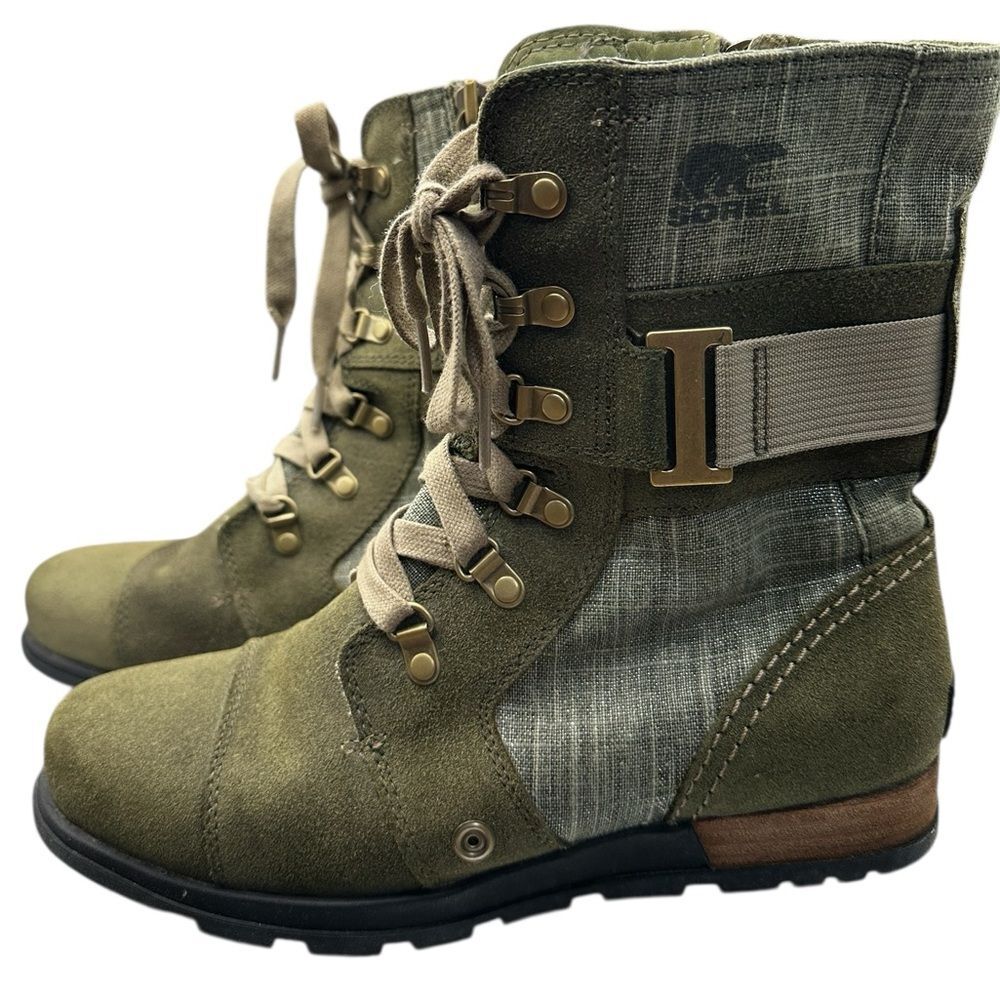 SOREL Carl’s Combat Boots 8.5 Women’s Lace Up Side Zip Suede LNC